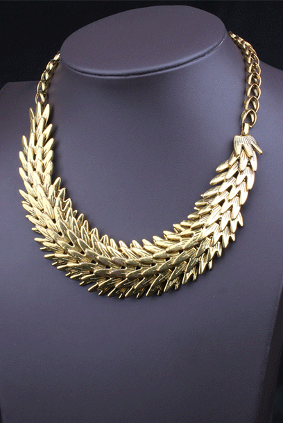 Feather Silver Chunky Short Necklace