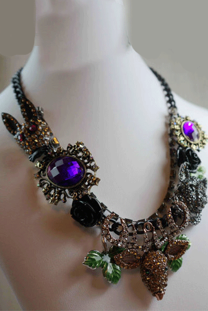 Animal Rhinestones Chunky Statement Necklace