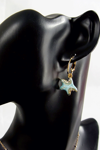Seahorse Starfish Opal Dangling Earrings