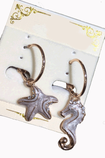 Seahorse Starfish Opal Dangling Earrings
