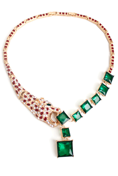 Leopard Rhinestone Short Necklace