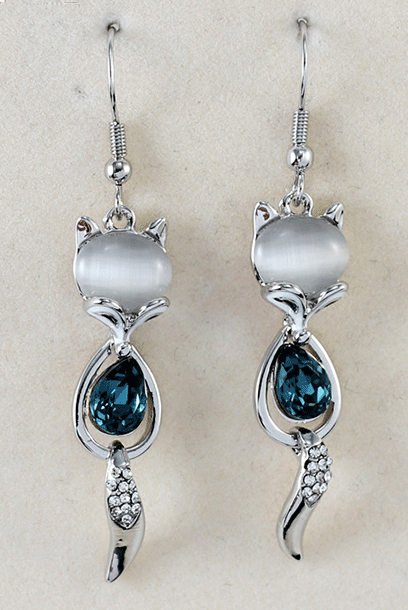 Fox Silver Dangling Earrings
