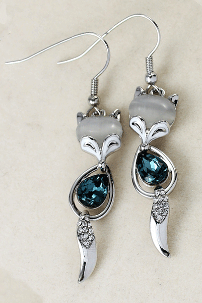 Fox Silver Dangling Earrings