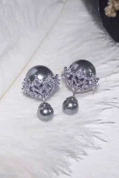 Double Pearl Earrings with Embellishments