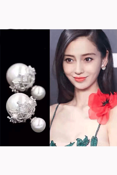 Double Pearl Earrings with Embellishments