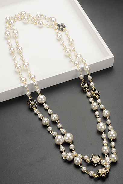 Faux Pearl Long Necklace