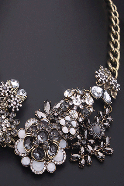3D Rhinestones Statement Necklace