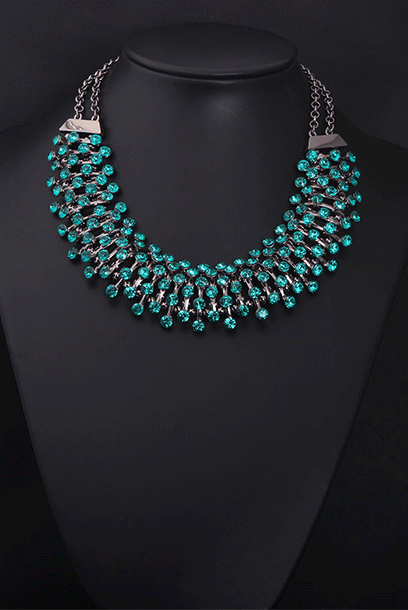 Rhinestones Short Chunky Statement Necklace