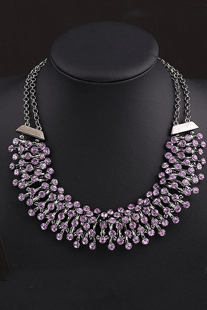 Rhinestones Short Chunky Statement Necklace