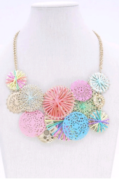 Multicoloured Flower Statement Necklace