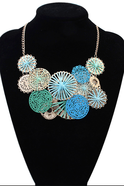 Multicoloured Flower Statement Necklace