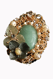 Handmade Jadite Embellished Brooch