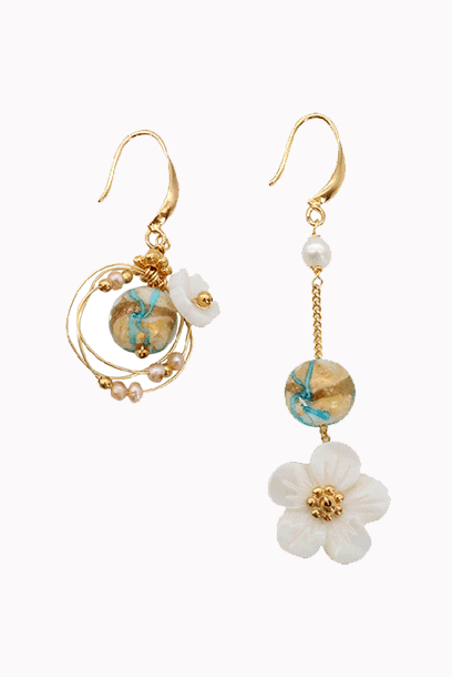 Handmade Floral Embellished Dangling Earrings