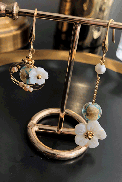Handmade Floral Embellished Dangling Earrings