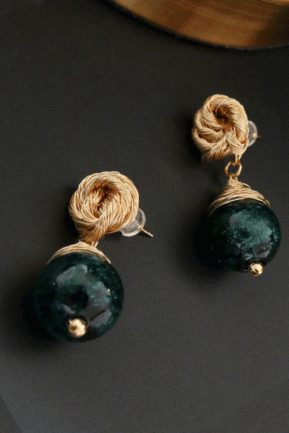 Handmade Embellished Wire Dangling Earrings