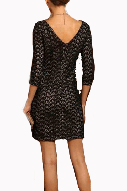 Elbow Sleeves Lace Sheath Dress
