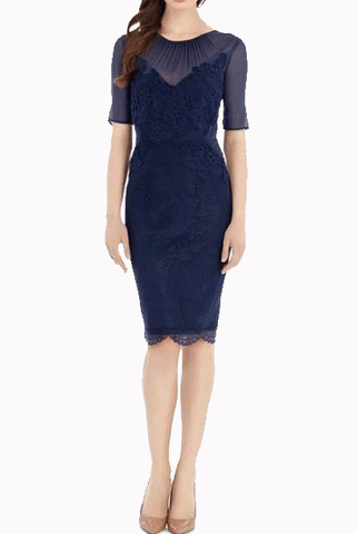 Short Sleeves Lace Pencil Work Office Dress