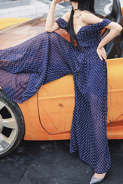 Off-the-shoulder Chiffon Playsuit Jumpsuit