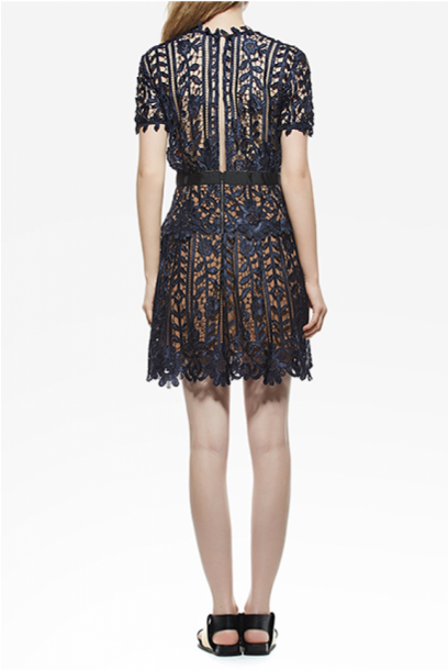 Short Sleeves Lace A-Line Dress