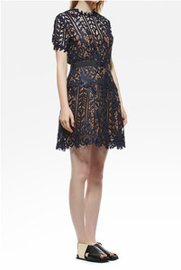 Short Sleeves Lace A-Line Dress