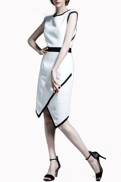 Colourblock Sleeveless Office Dress