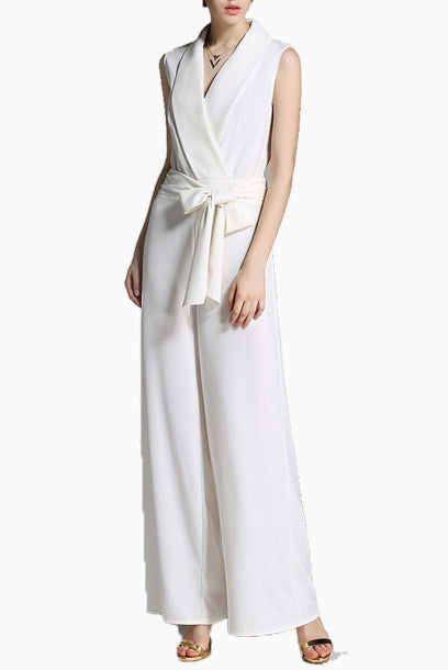 Sleeveless Lapel Playsuit Jumpsuit