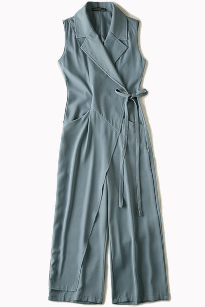 Sleeveless Notched Lapel Playsuit Jumpsuit