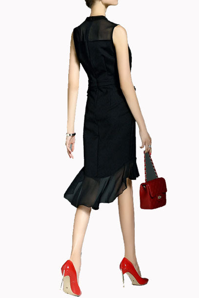 Sleeveless White Asymmetrical Peplum Dress
