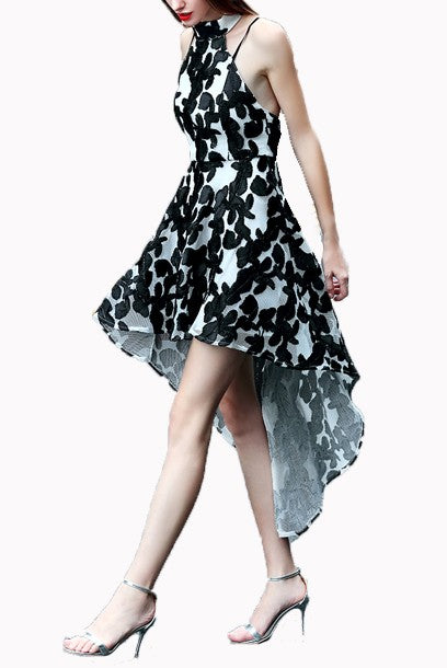 Asymmetrical Halter Neck Race Day Dress