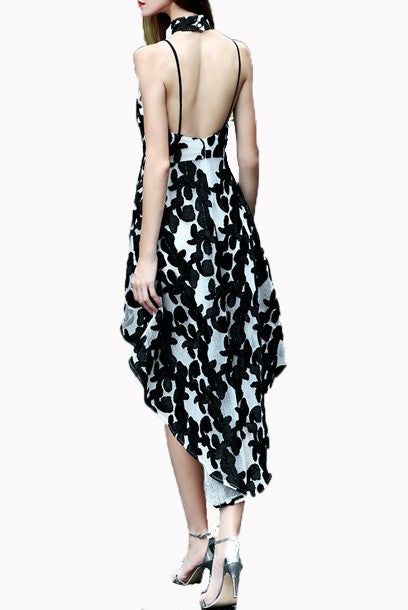 Asymmetrical Halter Neck Race Day Dress