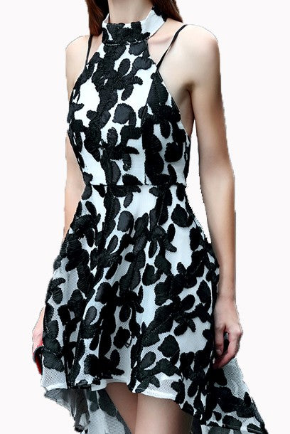 Asymmetrical Halter Neck Race Day Dress