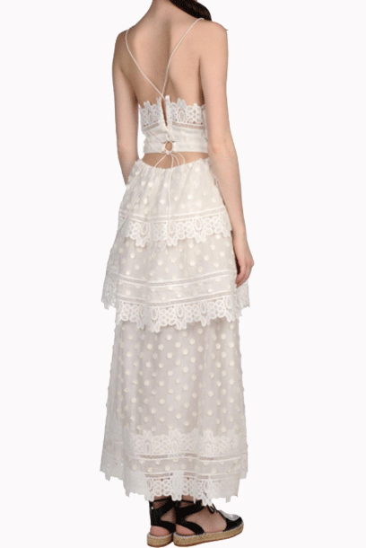 Petite Tiered Skirt Eyelet Dress