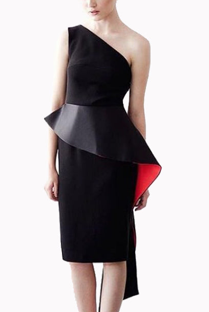 One Shoulder Peplum Cocktail Dress