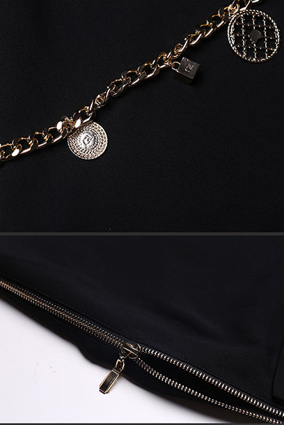 Sleeveless Notched Lapel Peplum Pencil Dress