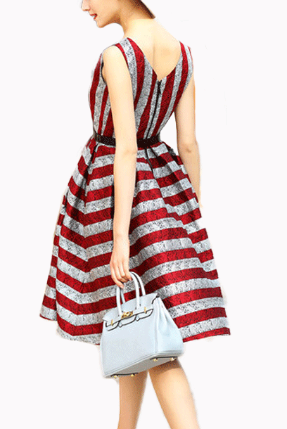Deep V Neck A-line Dress