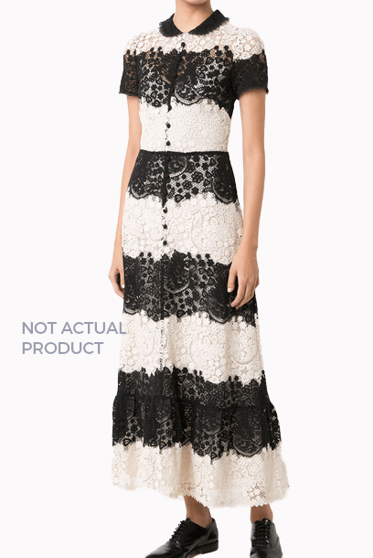 Macramé-Lace Button Colour Block Dress