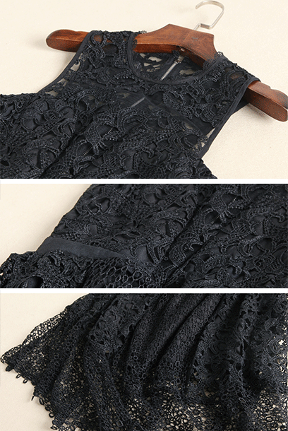 Sleeveless Fit & Flare Black Cocktail Midi Dress