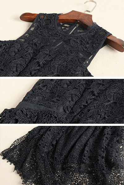 Sleeveless Fit & Flare Black Cocktail Midi Dress
