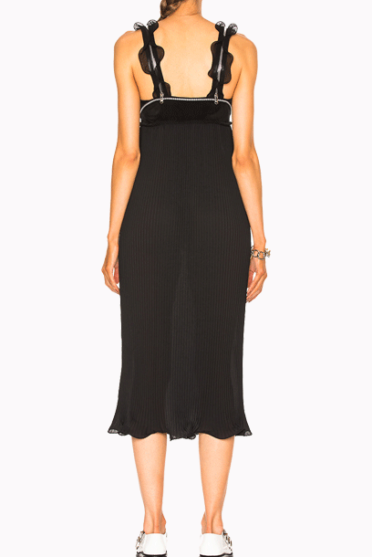 Sleeveless Pleated Ruffles Midi Dress