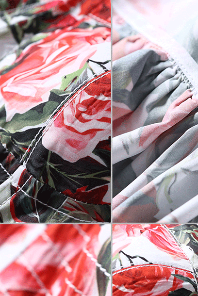 Ruffled Tiered Rose Floral-print Midi Dress