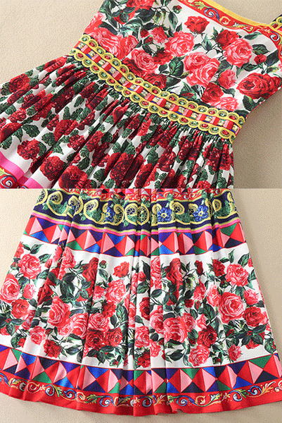 Sleeveless Apron Carretto Printed Maxi Dress