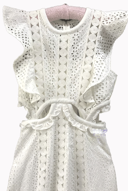 Ruffled cut-out Broderie Anglaise Eyelet Midi Dress