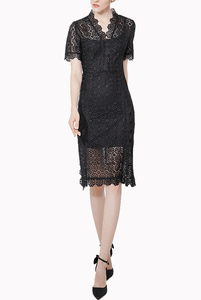 Short Sleeves Lace Pencil Dress