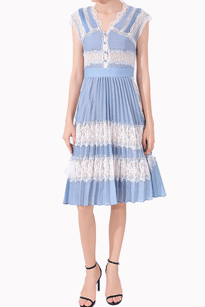 Sleeveless Lace Overlay Dress