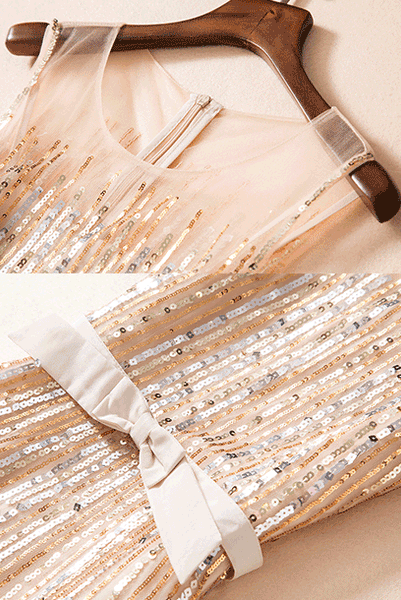 Gatsby Gold Tulle Sequin Cocktail Midi Dress