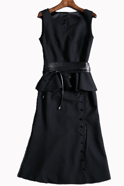 Sleeveless Peplum Mermaid Hem Dress