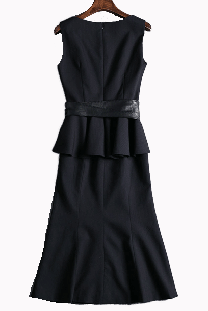 Sleeveless Peplum Mermaid Hem Dress