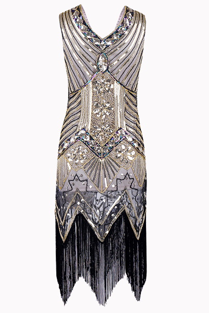 Gatsby Flapper Gold-Black Sequin Dress