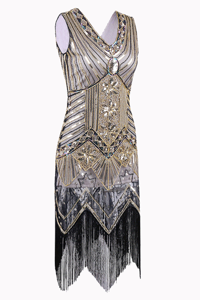 Gatsby Flapper Gold-Black Sequin Dress