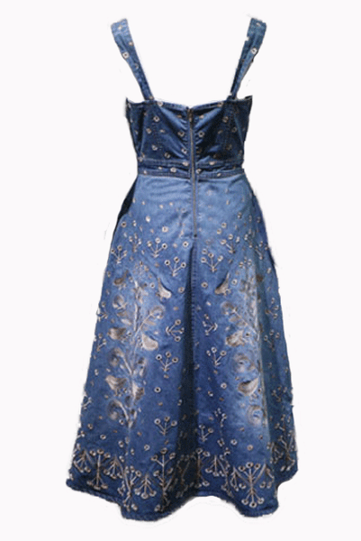 Angelababy Sleeveless Embroidered Denim Dress